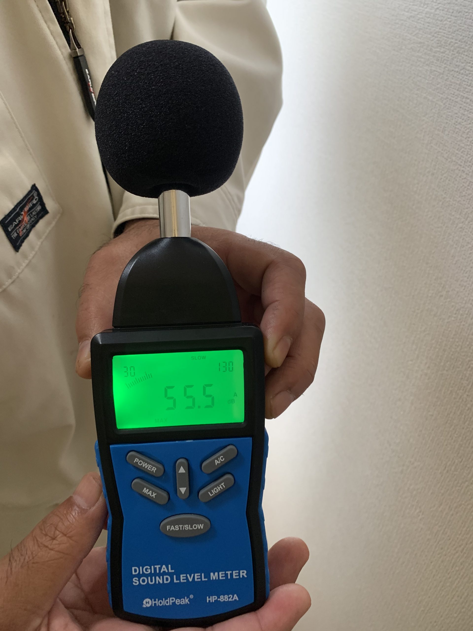 防音室外壁面55.5㏈(ドラム)