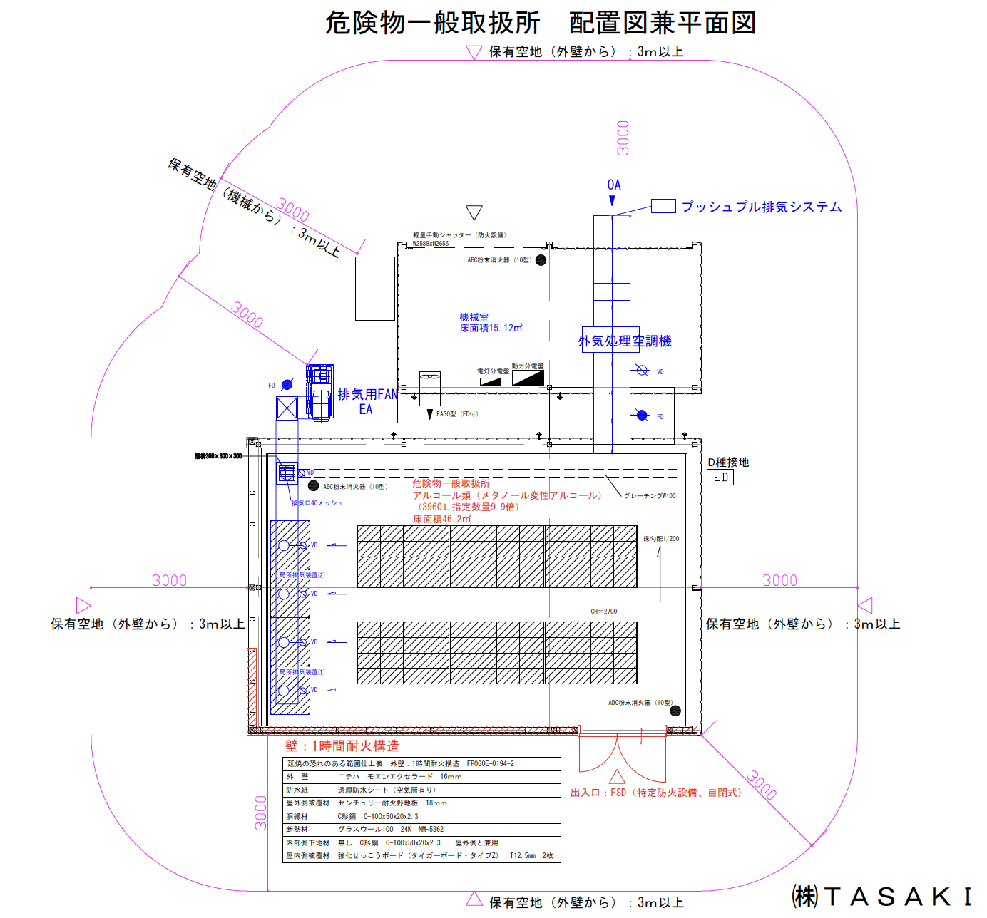 危険物一般取扱所　配置図兼平面図